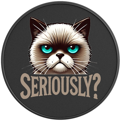 SERIOUSLY GRAMPY CAT BLACK CARBON FIBER TIRE COVER