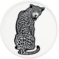SITTING LEOPARD PEARL  WHITE CARBON FIBER TIRE COVER