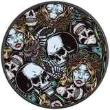SKULLS AND ROSES PEARL  WHITE CARBON FIBER TIRE COVER
