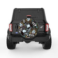 SKULLS AND ROSES BLACK CARBON FIBER TIRE COVER