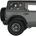 SKULLS AND ROSES QUARTER WINDOW DECAL FITS 2021+ FORD BRONCO 4 DOOR HARD TOP