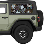 SKULLS AND ROSES QUARTER WINDOW DECAL FITS 2018+ JEEP WRANGLER 2 DOOR HARD TOP JL