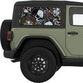 SKULLS AND ROSES QUARTER WINDOW DECAL FITS 2011-2018 JEEP WRANGLER 2 DOOR HARD TOP JK