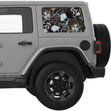 SKULLS AND ROSES QUARTER WINDOW DECAL FITS 2018+ JEEP WRANGLER 4 DOOR HARD TOP JLU