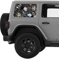 SKULLS AND ROSES QUARTER WINDOW DECAL FITS 2011-2018 JEEP WRANGLER 4 DOOR HARD TOP JKU