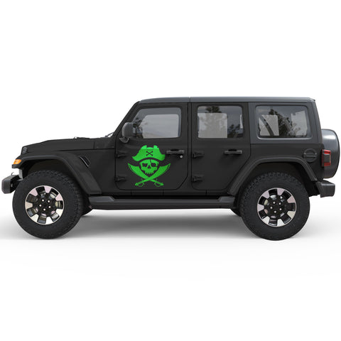 SKULL AND CROSSED SWORDS PIRATE JOLLY ROGER DECAL SIDE GRAPHIC DECAL FITS 2018+ JEEP WRANGLER 4 DOOR JLU