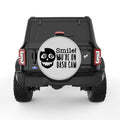 SMILE YOU ARE ON DASH CAM SILVER CARBON FIBER TIRE COVER