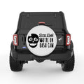 SMILE YOU ARE ON DASH CAM PEARL  WHITE CARBON FIBER TIRE COVER