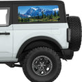 SNOWY PEAKS REFLECTION MOUNTAINS LANDSCAPE QUARTER WINDOW DECAL FITS 2021+ FORD BRONCO 2 DOOR HARD TOP