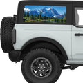 SNOWY PEAKS REFLECTION MOUNTAINS LANDSCAPE QUARTER WINDOW DECAL FITS 2021+ FORD BRONCO 2 DOOR HARD TOP