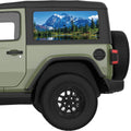 SNOWY PEAKS REFLECTION MOUNTAINS LANDSCAPE QUARTER WINDOW DECAL FITS 2018+ JEEP WRANGLER 2 DOOR HARD TOP JL