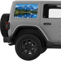 SNOWY PEAKS REFLECTION MOUNTAINS LANDSCAPE QUARTER WINDOW DECAL FITS 2011-2018 JEEP WRANGLER 4 DOOR HARD TOP JKU