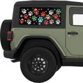 SNOW FALLING CHRISTMAS DOG PAWS QUARTER WINDOW DECAL FITS 2011-2018 JEEP WRANGLER 2 DOOR HARD TOP JK