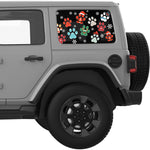SNOW FALLING CHRISTMAS DOG PAWS QUARTER WINDOW DECAL FITS 2018+ JEEP WRANGLER 4 DOOR HARD TOP JLU