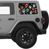 SNOW FALLING CHRISTMAS DOG PAWS QUARTER WINDOW DECAL FITS 2018+ JEEP WRANGLER 4 DOOR HARD TOP JLU
