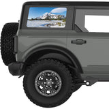 SNOW MOUNTAINS LANDSCAPE QUARTER WINDOW DECAL FITS 2021+ FORD BRONCO 4 DOOR HARD TOP