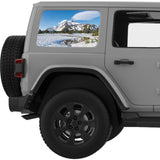 SNOW MOUNTAINS LANDSCAPE QUARTER WINDOW DECAL FITS 2011-2018 JEEP WRANGLER 4 DOOR HARD TOP JKU