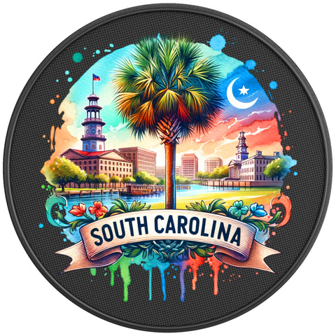 SOUTH CAROLINA PEARL  WHITE CARBON FIBER TIRE COVER