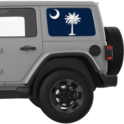 SOUTH CAROLINA STATE FLAG QUARTER WINDOW DECAL FITS 2018+ JEEP WRANGLER 4 DOOR HARD TOP JLU