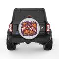 SPOOKY HALLOWEEN PUMPKINS SILVER CARBON FIBER TIRE COVER