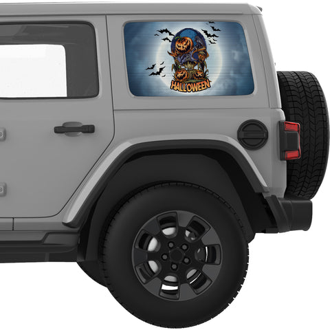 SPOOKY SCARECROW HALLOWEEN QUARTER WINDOW DECAL FITS 2018+ JEEP WRANGLER 4 DOOR HARD TOP JLU