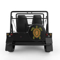 STYLIZED GREEN AND BROWN TURTLE BLACK TIRE COVER FOR MOKE
