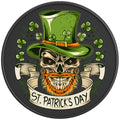 ST PATRICKS DAY SKULL PEARL  WHITE CARBON FIBER TIRE COVER