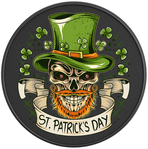 ST PATRICKS DAY SKULL PEARL  WHITE CARBON FIBER TIRE COVER