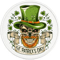 ST PATRICKS DAY SKULL PEARL  WHITE CARBON FIBER TIRE COVER