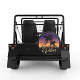 SUMMER VIBES PALM TREES BLACK CARBON FIBER TIRE COVER FOR MOKE