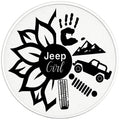 SUNFLOWER JEEP GIRL BLACK TIRE COVER