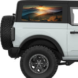 SUNRAYS MOUNTAINS LANDSCAPE QUARTER WINDOW DECAL FITS 2021+ FORD BRONCO 2 DOOR HARD TOP