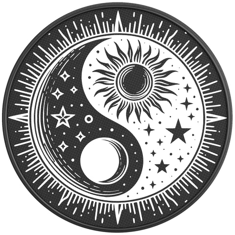 SUN MOON STARS YING YANG PEARL  WHITE CARBON FIBER TIRE COVER