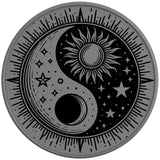 SUN MOON STARS YING YANG SILVER CARBON FIBER TIRE COVER