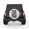 SCREAMING IS SELF CARE SILVER CARBON FIBER TIRE COVER