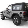 SKULL AND CROSSED SWORDS PIRATE JOLLY ROGER DECAL DOOR DECAL FITS 2018+ JEEP WRANGLER 2 DOOR JLU
