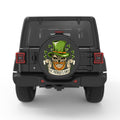 ST PATRICKS DAY SKULL PEARL  WHITE CARBON FIBER TIRE COVER