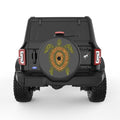 STYLIZED GREEN AND BROWN TURTLE BLACK CARBON FIBER TIRE COVER