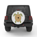STYLIZED GREEN AND BROWN TURTLE SILVER CARBON FIBER TIRE COVER