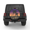 SUMMER VIBES PALM TREES PEARL  WHITE CARBON FIBER TIRE COVER