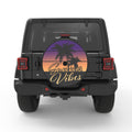 SUMMER VIBES PALM TREES BLACK CARBON FIBER TIRE COVER
