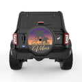 SUMMER VIBES PALM TREES BLACK CARBON FIBER TIRE COVER