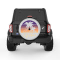 SUMMER VIBES PALM TREES SILVER CARBON FIBER TIRE COVER