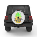 SUMMER VIBES PINAPPLE SILVER CARBON FIBER TIRE COVER