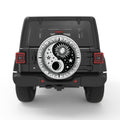 SUN MOON STARS YING YANG SILVER CARBON FIBER TIRE COVER