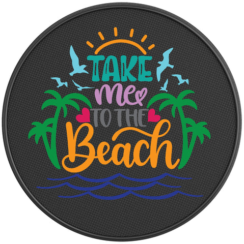 TAKE ME TO THE BEACH BLACK CARBON FIBER TIRE COVER