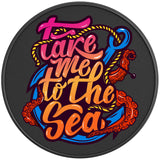 TAKE ME TO THE SEA BLACK CARBON FIBER TIRE COVER