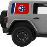 TENNESSEE STATE FLAG QUARTER WINDOW DECAL FITS 2011-2018 JEEP WRANGLER 4 DOOR HARD TOP JKU