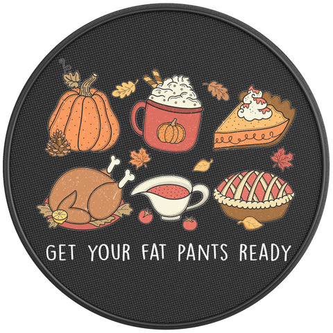 THANKSGIVING FOOD PEARL  WHITE CARBON FIBER TIRE COVER