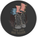 THEIR LIVES YOUR FREEDOM PEARL  WHITE CARBON FIBER TIRE COVER